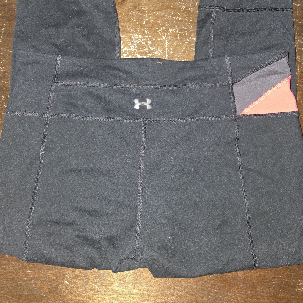 Under Armour Black Leggings with Red and Gray Detail